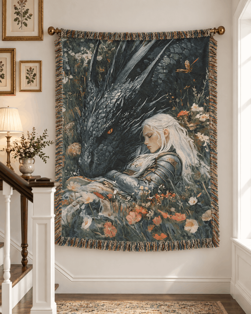 Manon Blackbeak and Abraxos Woven Blanket Tapestry | Throne of Glass Woven Blanket Tapestry