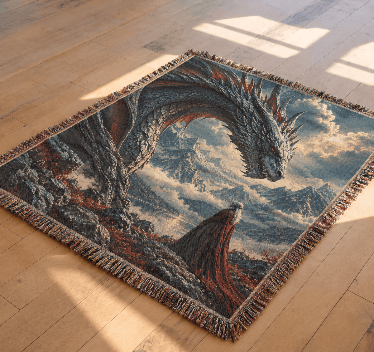 Manon Blackbeak and Wyvern Abraxos Woven Blanket Tapestry | TOG Woven Blanket Tapestry