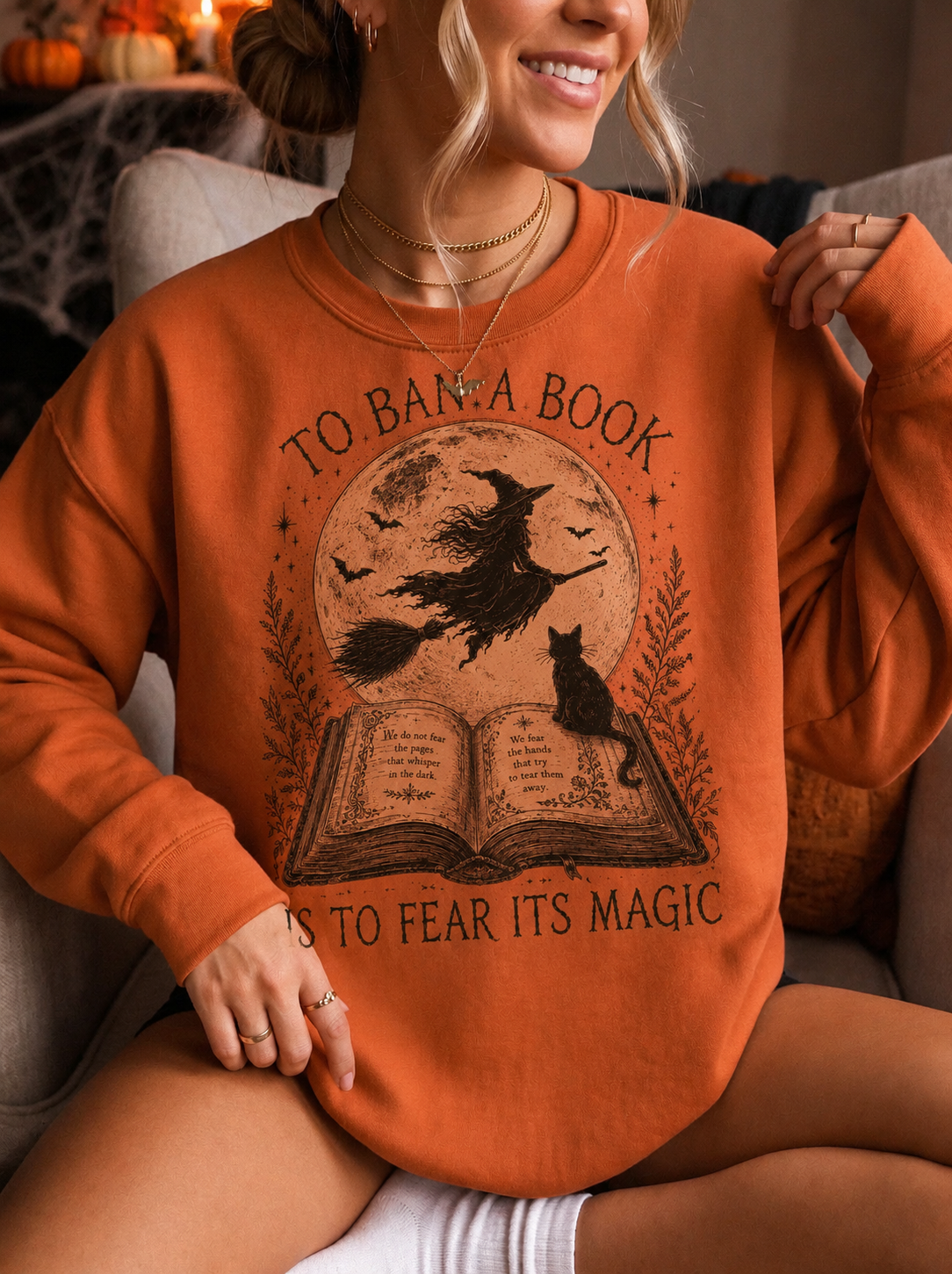 To Ban A Book Halloween Witch Sweater | Bookish Merch | Halloween Gift For Book Lover