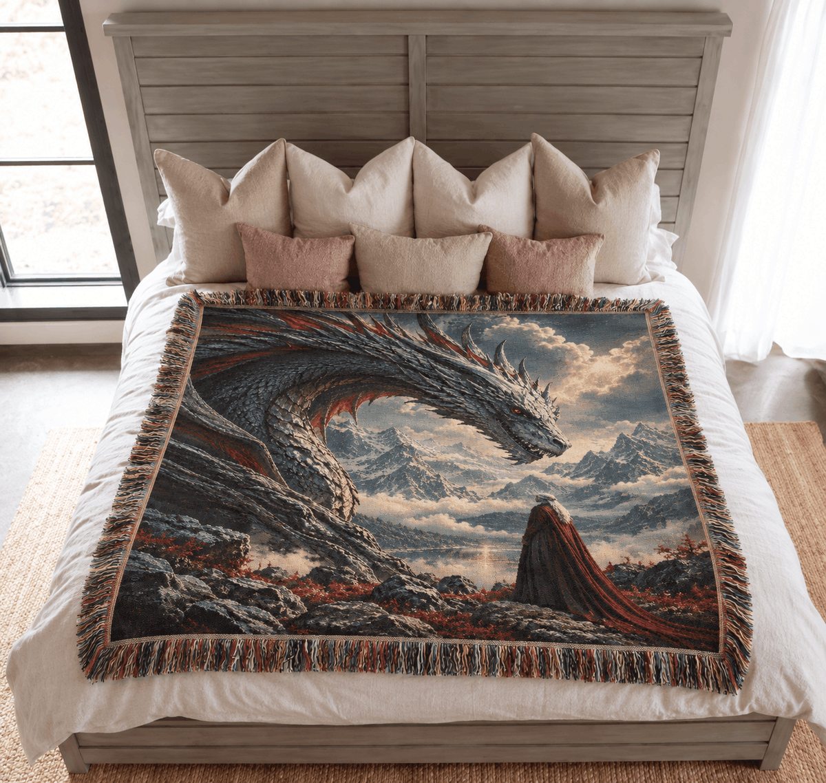 Manon Blackbeak and Wyvern Abraxos Woven Blanket Tapestry | TOG Woven Blanket Tapestry