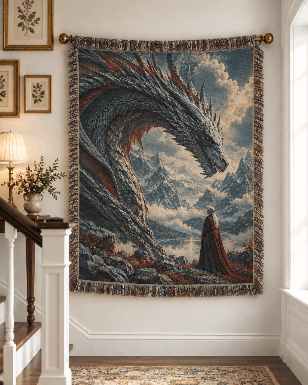Manon Blackbeak and Wyvern Abraxos Woven Blanket Tapestry | TOG Woven Blanket Tapestry