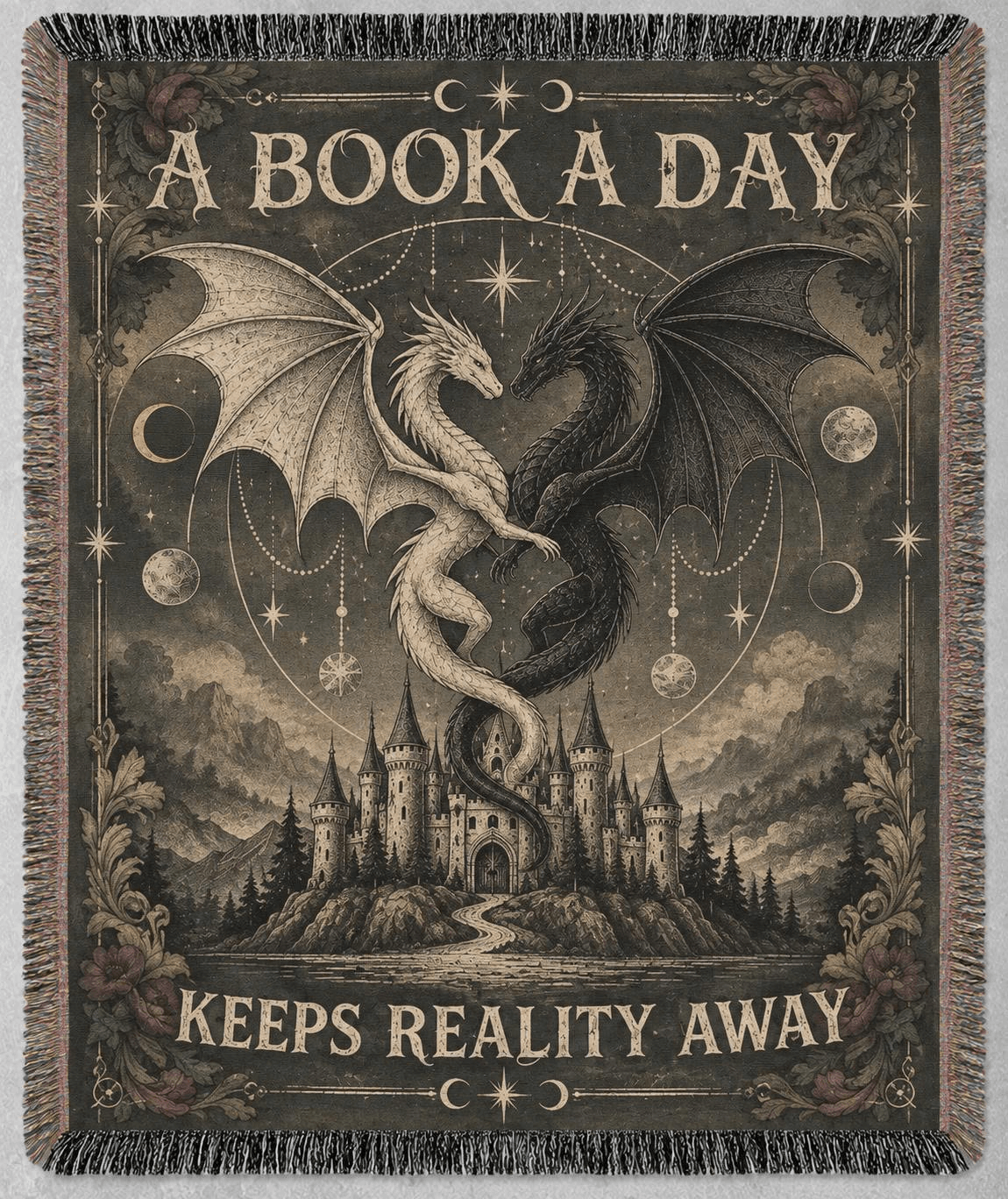 A Book A Day Dragon Woven Blanket