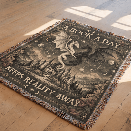 A Book A Day Dragon Woven Blanket