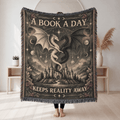 A Book A Day Dragon Woven Blanket