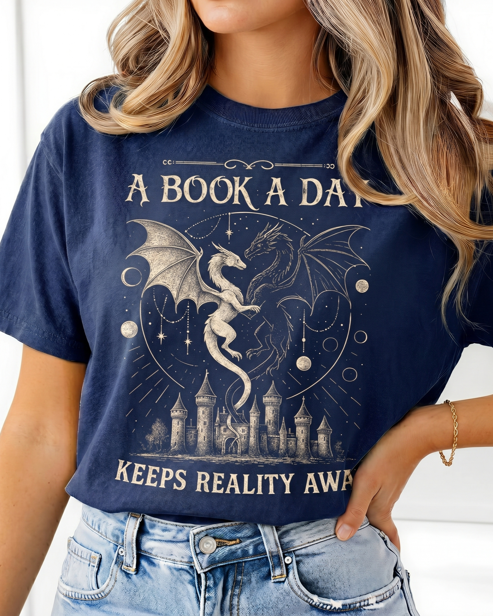 Bookish Merch | A Book A Day Keep Reality Away Comfort T-Shirt