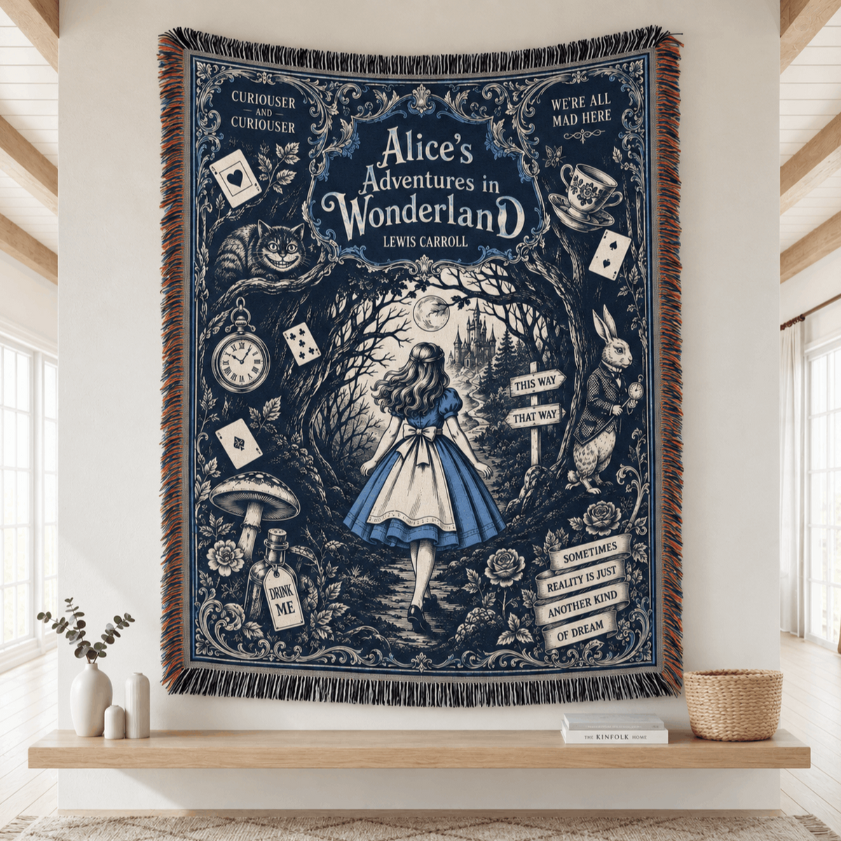 Alice Adventure In Wonderland Woven Blanket