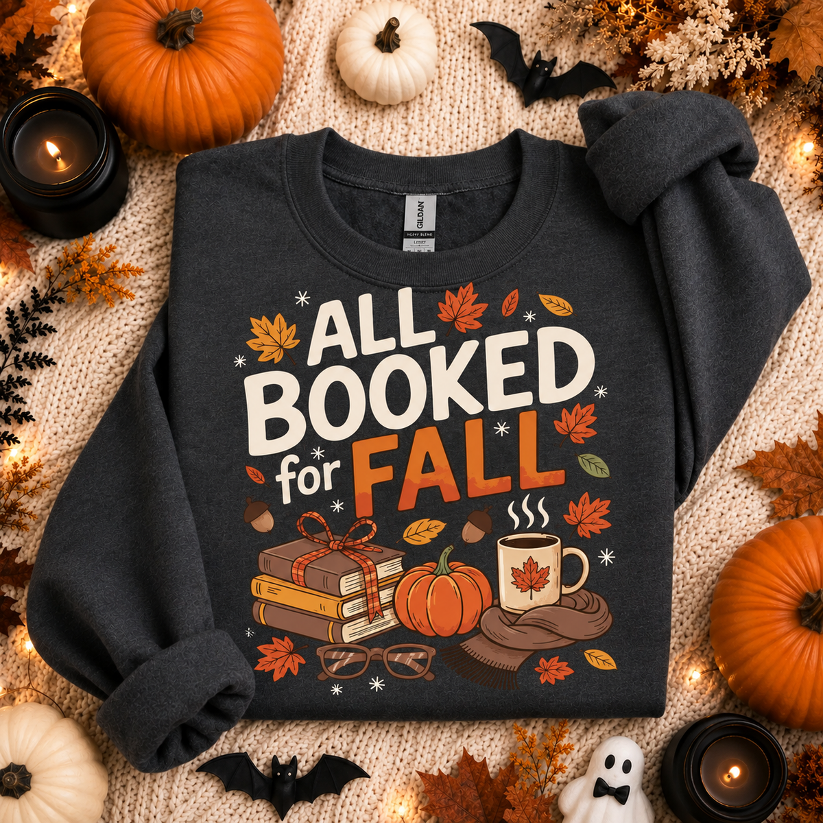 All Booked For Fall Sweatshirt | Bookish Merch | Halloween Gift For Book Lover
