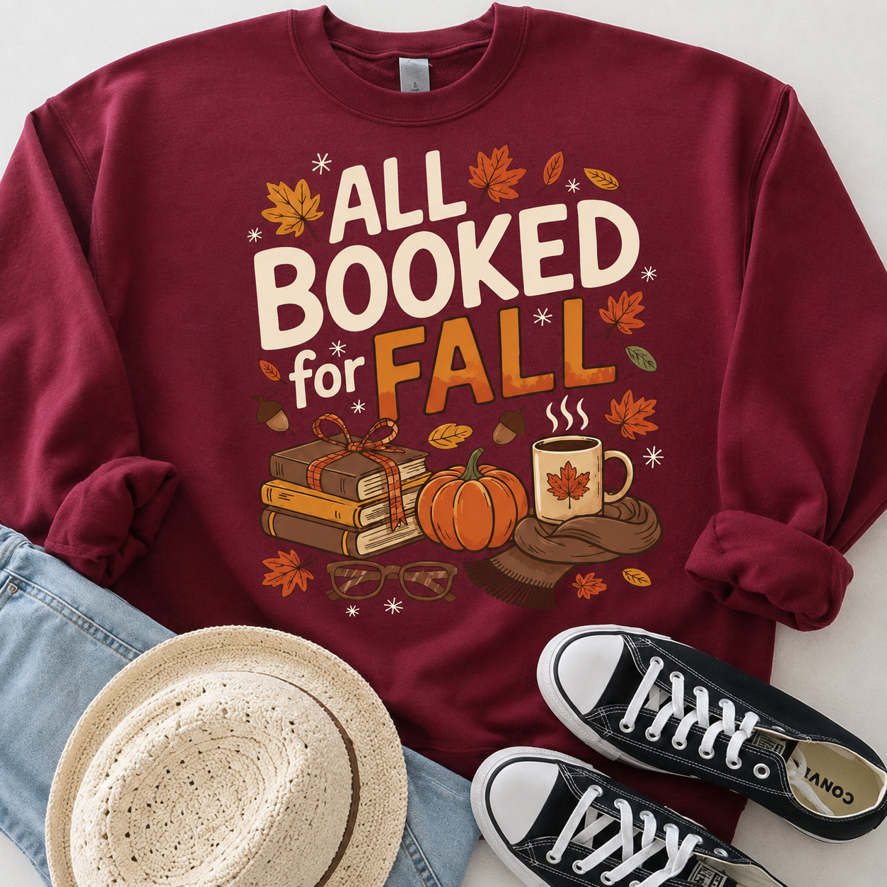 All Booked For Fall Sweatshirt | Bookish Merch | Halloween Gift For Book Lover