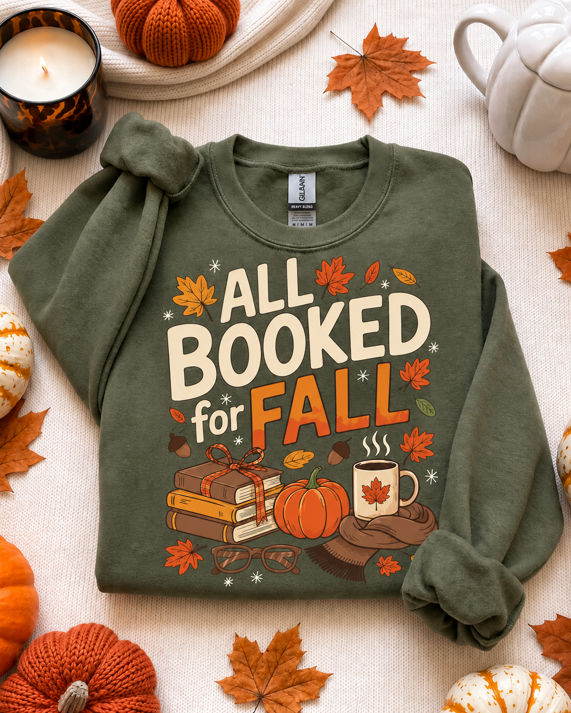 All Booked For Fall Sweatshirt | Bookish Merch | Halloween Gift For Book Lover