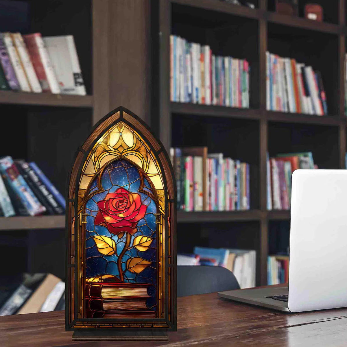 Beauty and The Beast Inspired Enchanted Rose Suncatcher Candle Holder