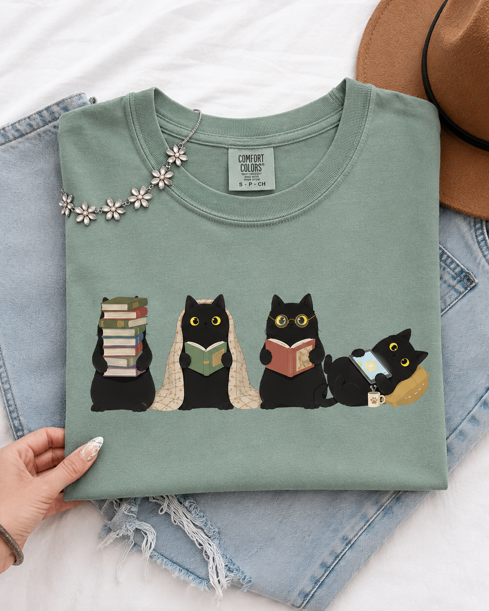 Black Cats Reading Shirt | Bookish Merch | Gifts for Book Lover