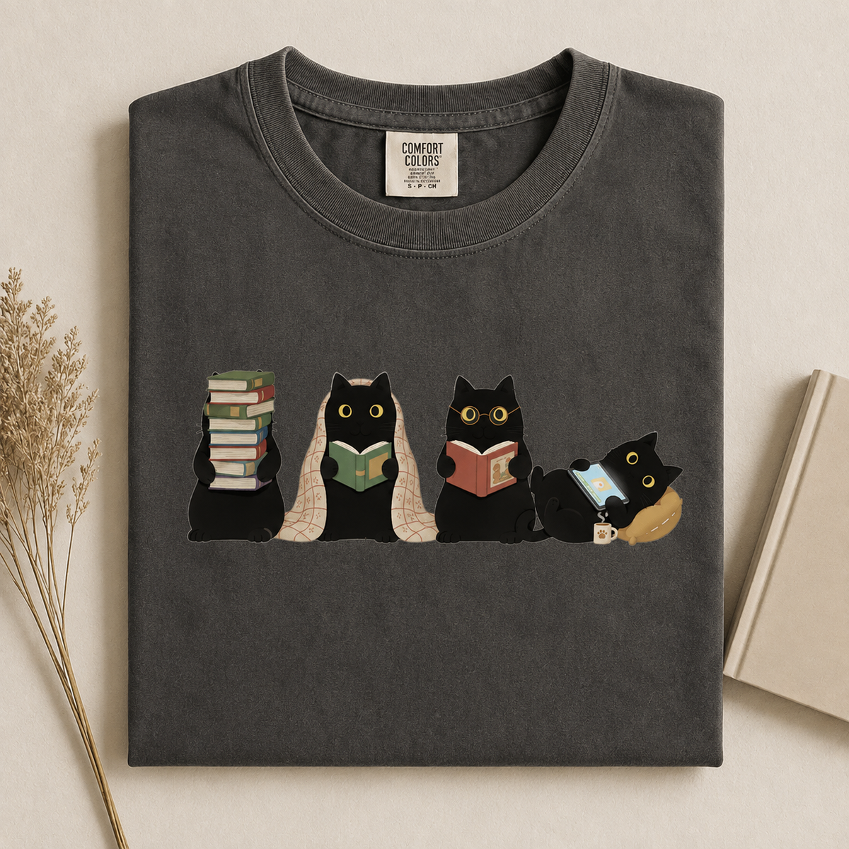 Black Cats Reading Shirt | Bookish Merch | Gifts for Book Lover