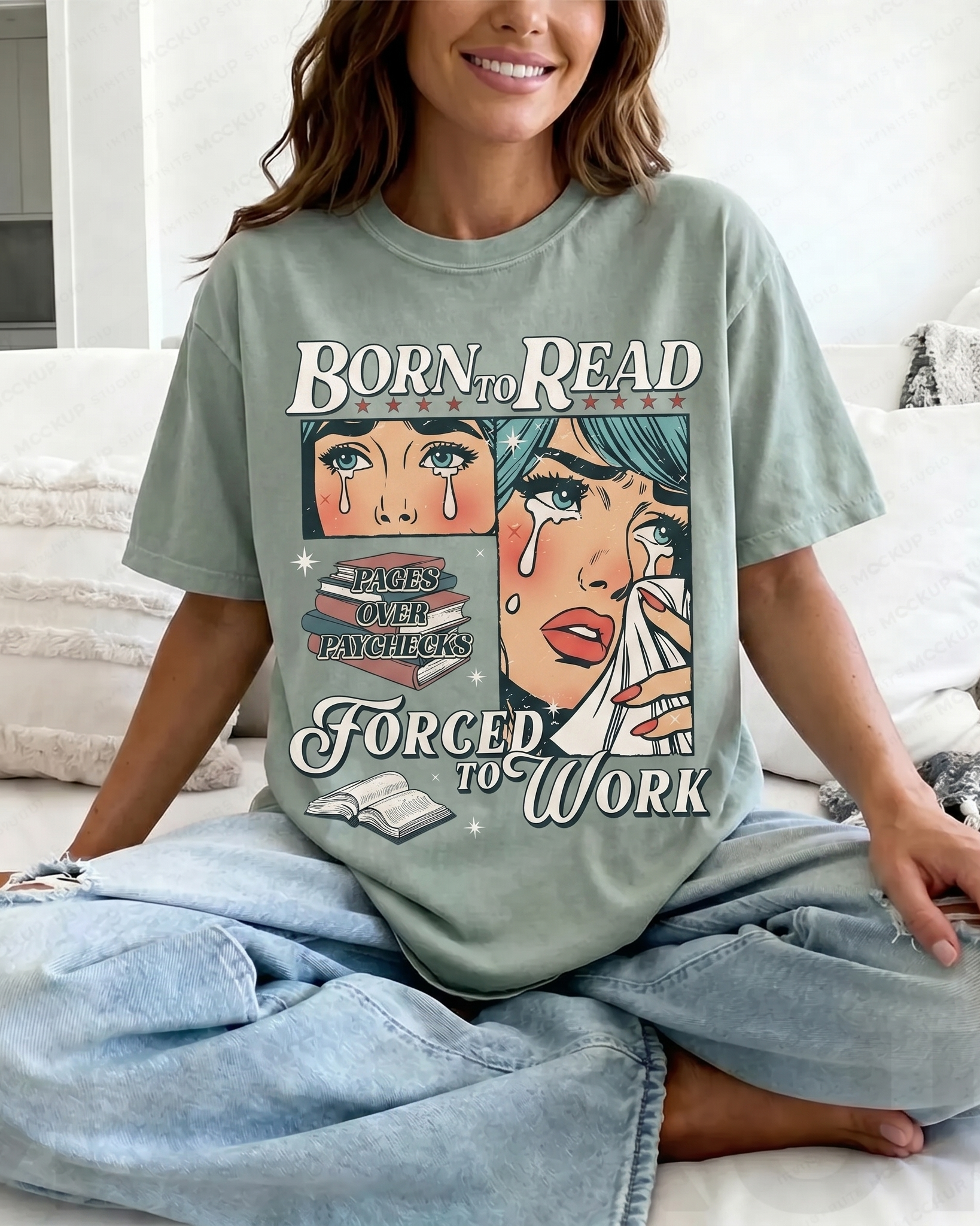 Bookish Merch | Born To Read Forced To Work Comfort T-Shirt