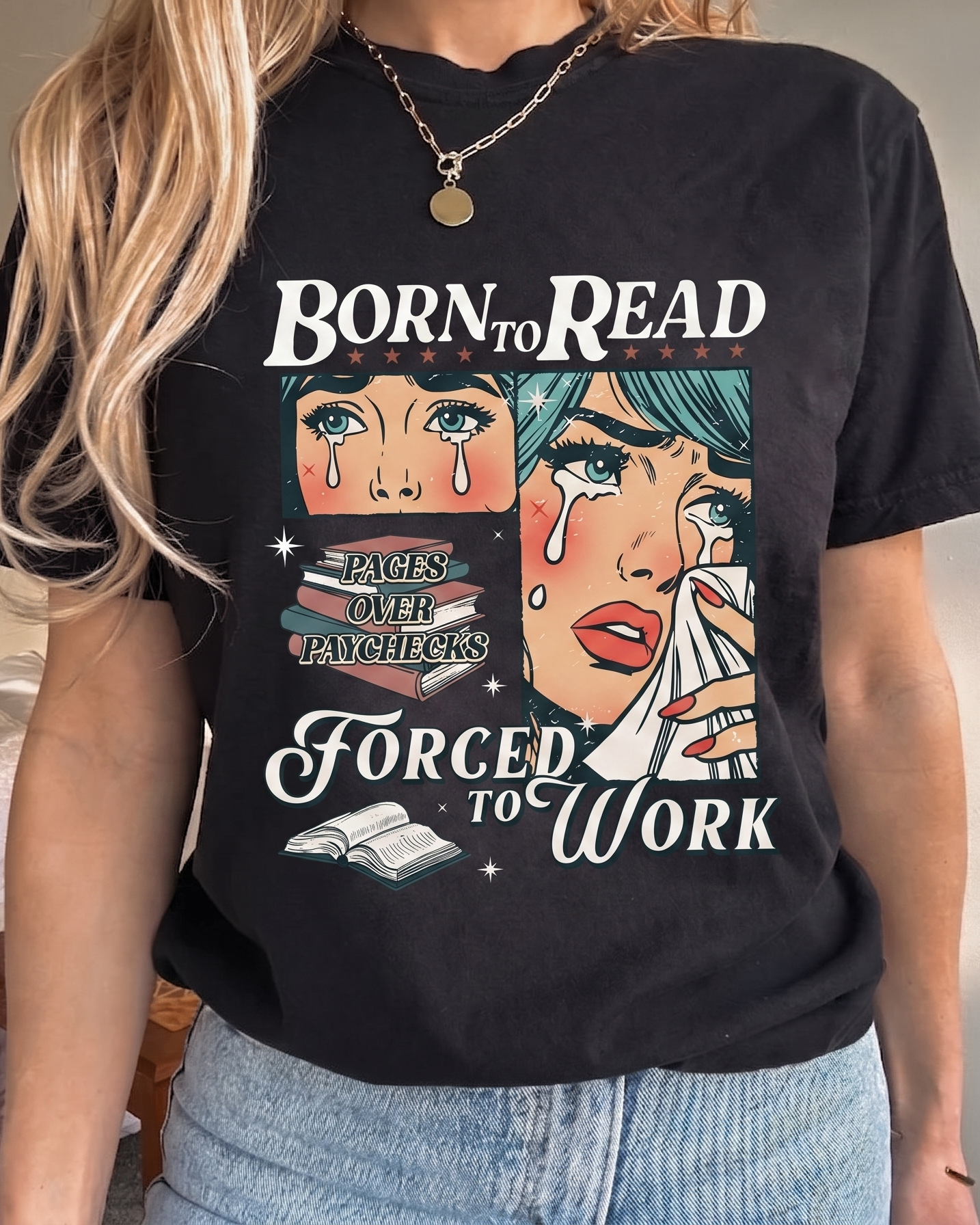 Bookish Merch | Born To Read Forced To Work Comfort T-Shirt