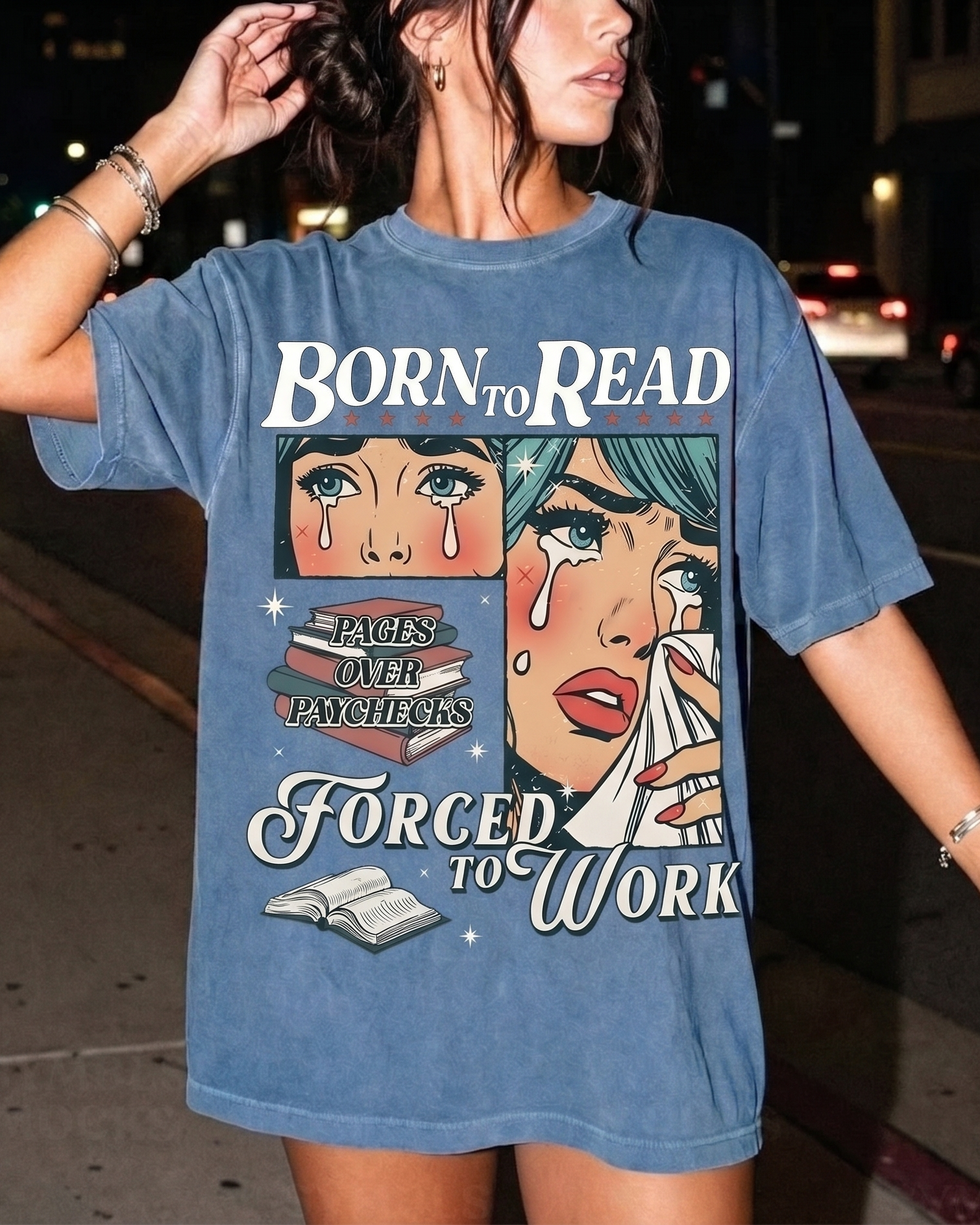 Bookish Merch | Born To Read Forced To Work Comfort T-Shirt