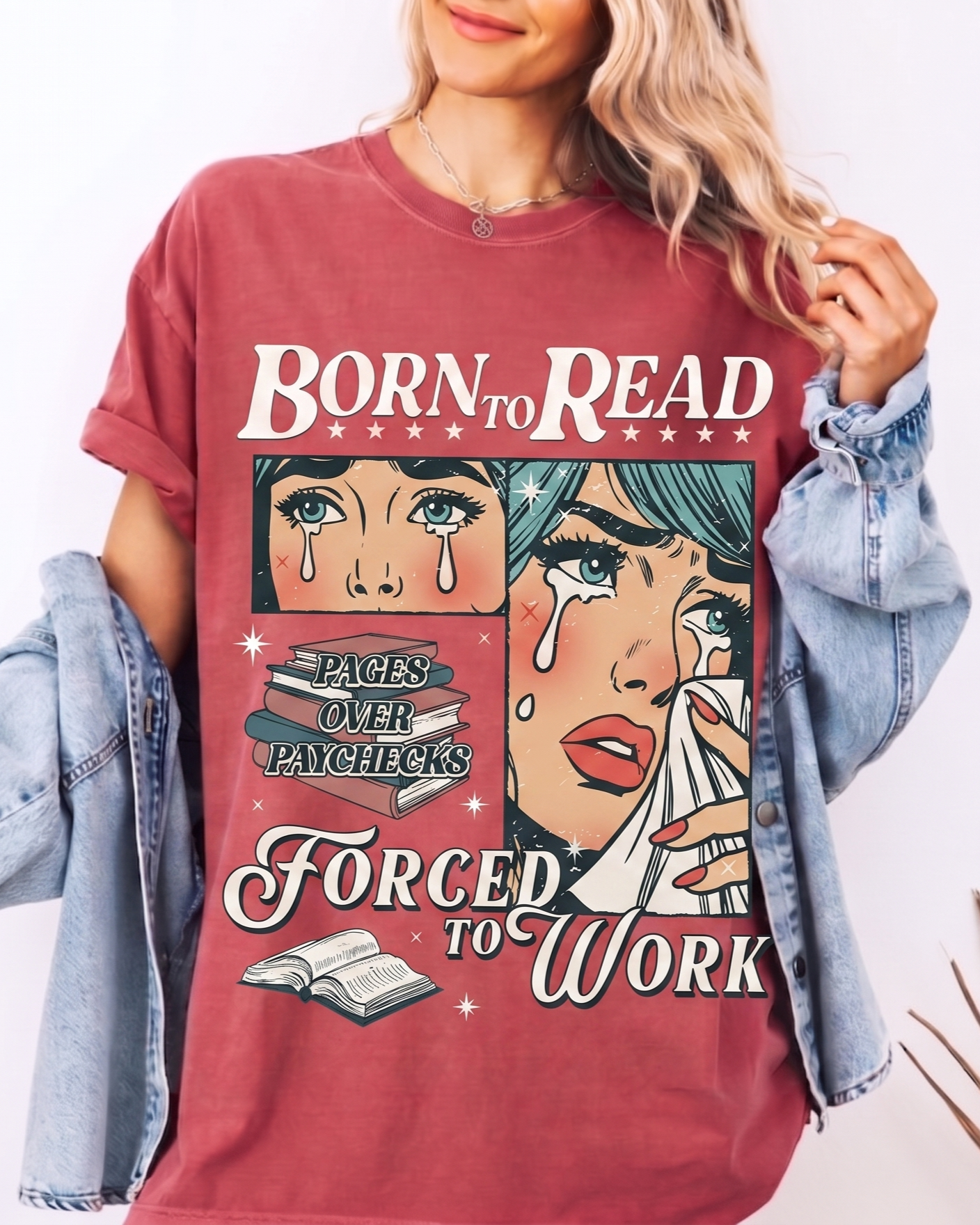 Bookish Merch | Born To Read Forced To Work Comfort T-Shirt