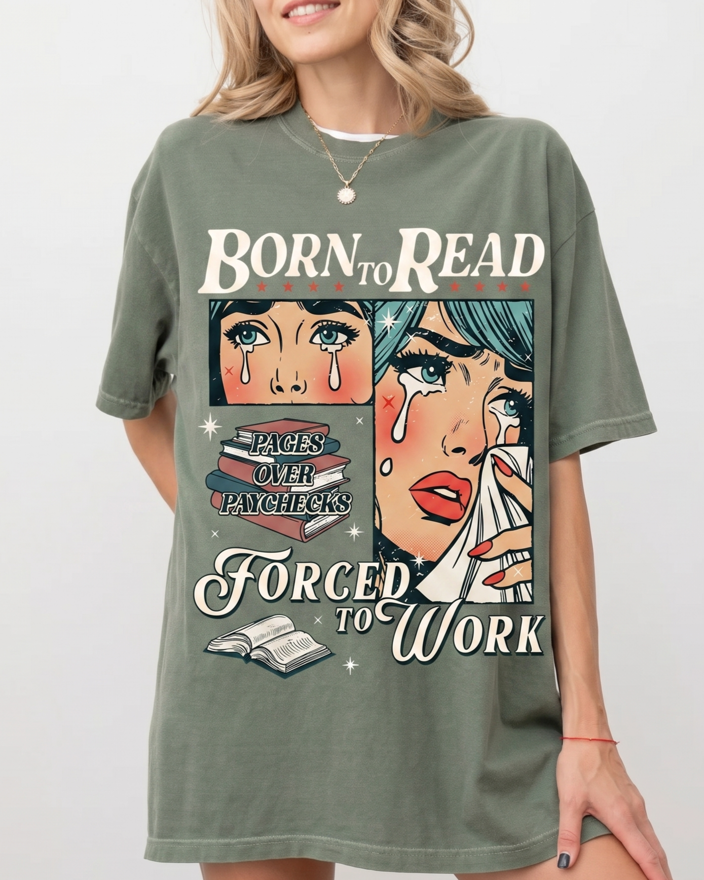 Bookish Merch | Born To Read Forced To Work Comfort T-Shirt