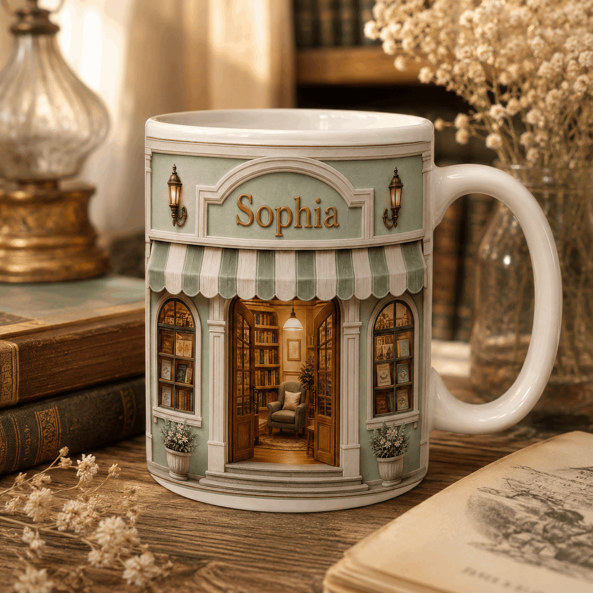 Custom Name Bookstore Mug | Halloween Gift for Book Lover