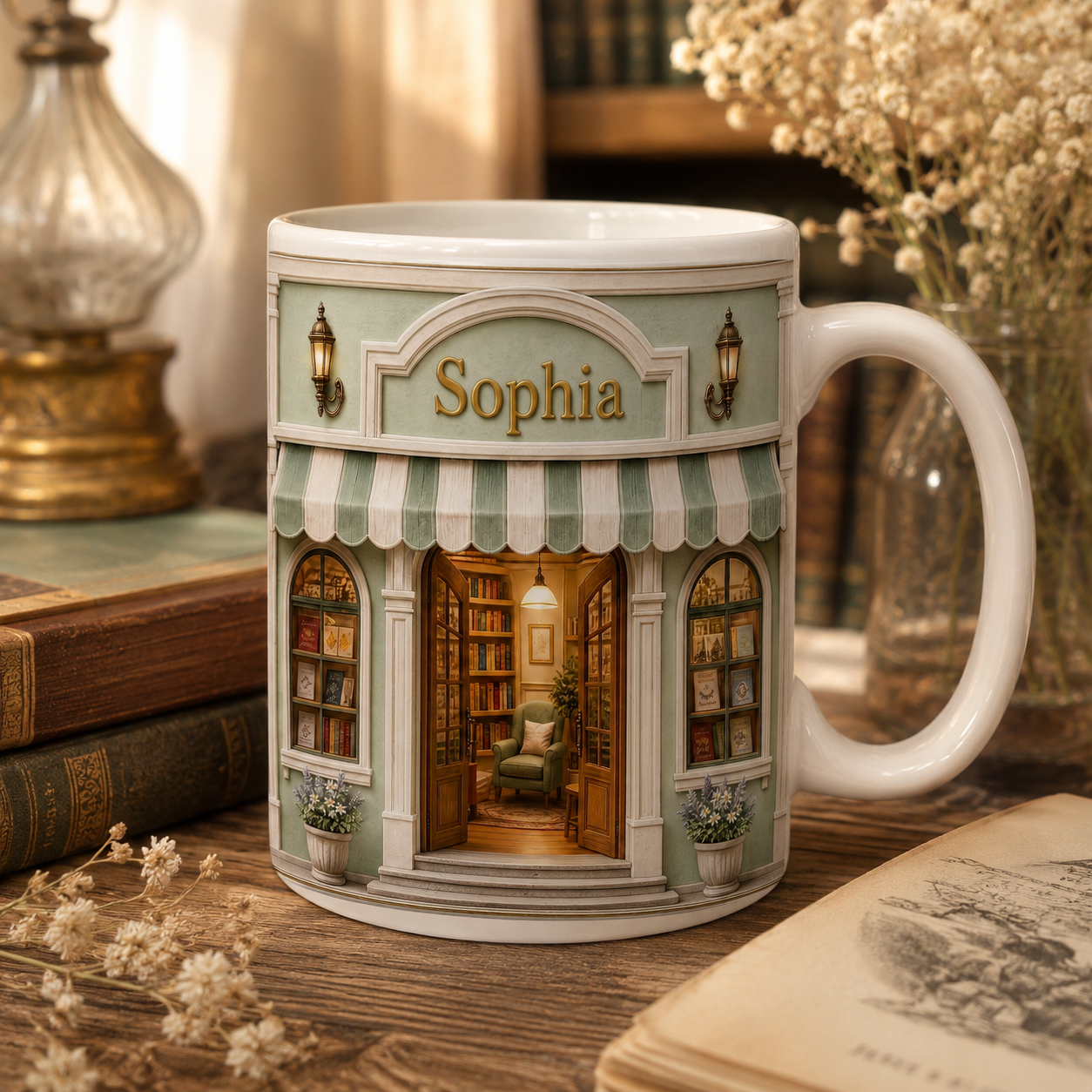 Custom Name Bookstore Mug | Halloween Gift for Book Lover