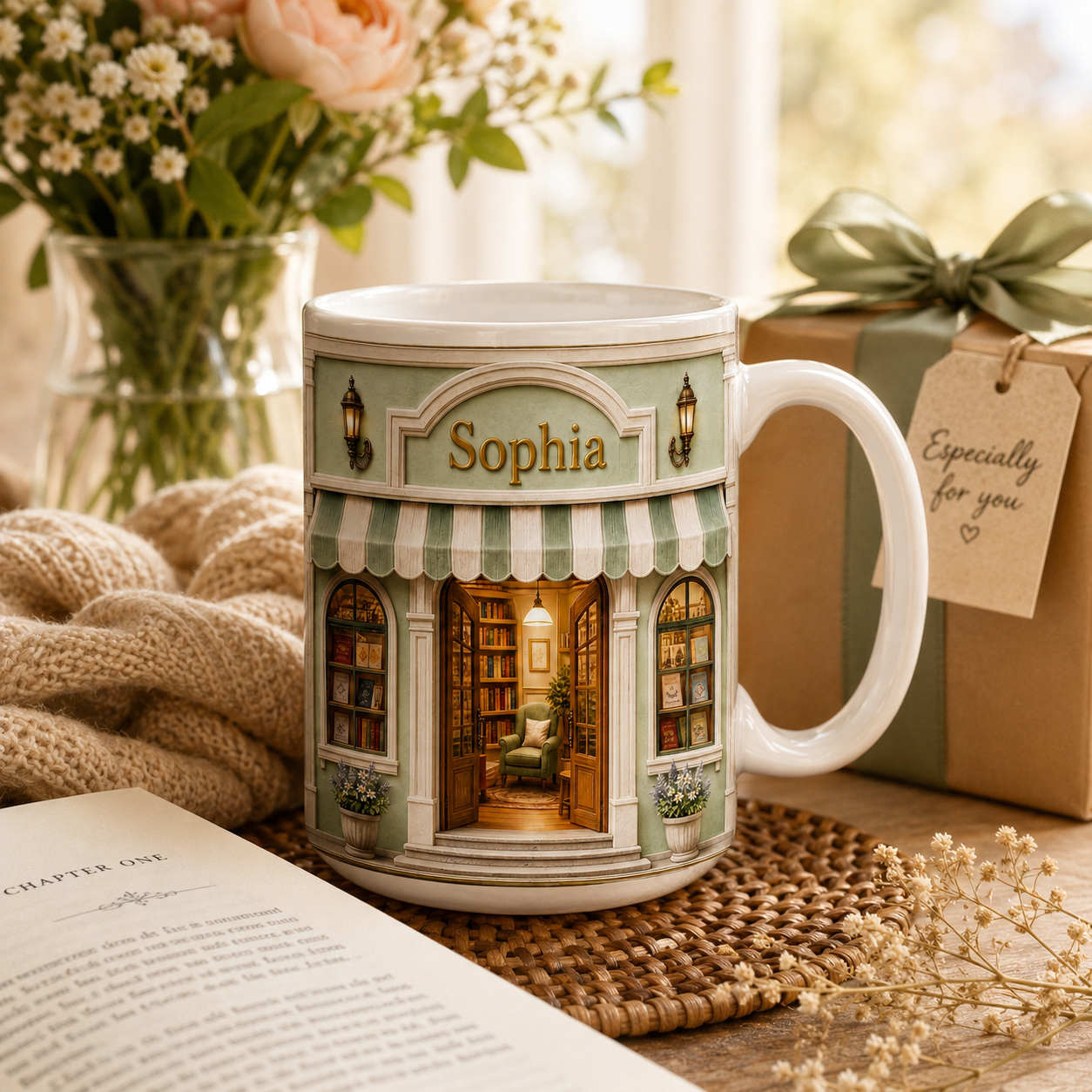 Custom Name Bookstore Mug | Halloween Gift for Book Lover