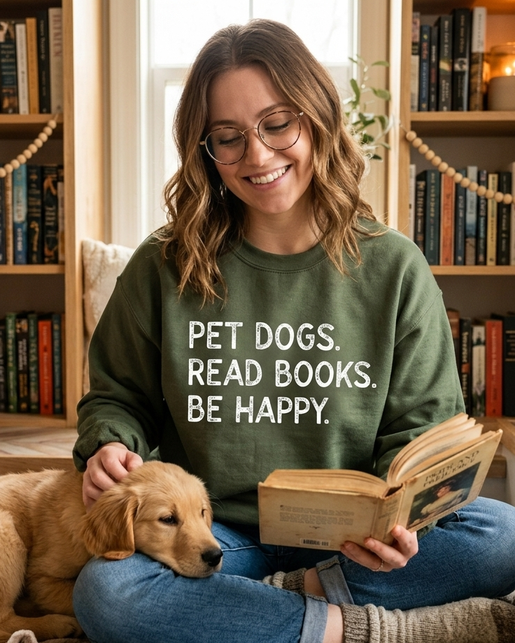 Dogs Reading Books Sweater Funny Bookish Merch