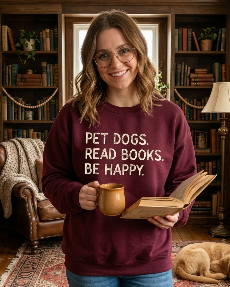 Dogs Reading Books Sweater Funny Bookish Merch