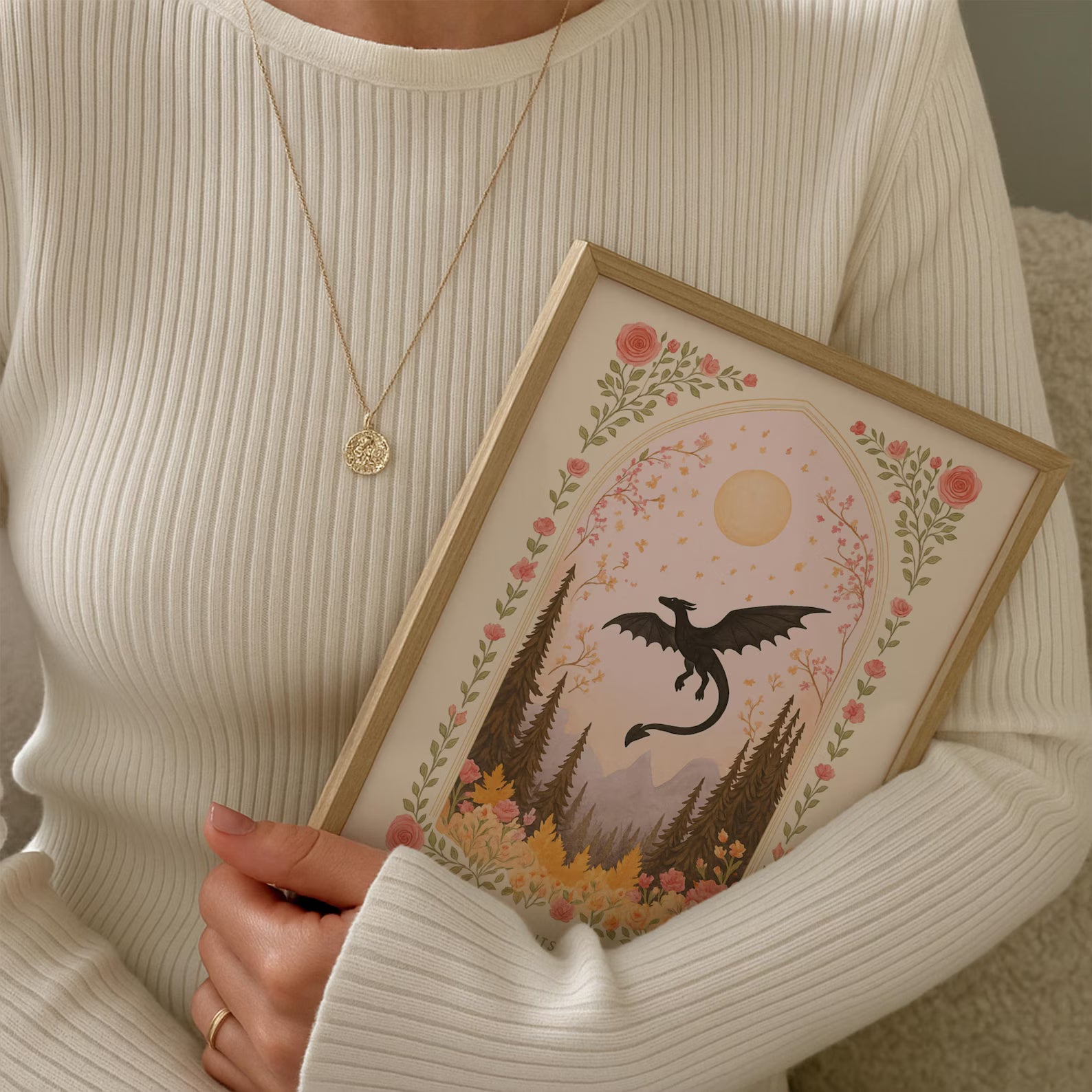 Dragon Without Its Rider Print Floral Fall Dragon Poster