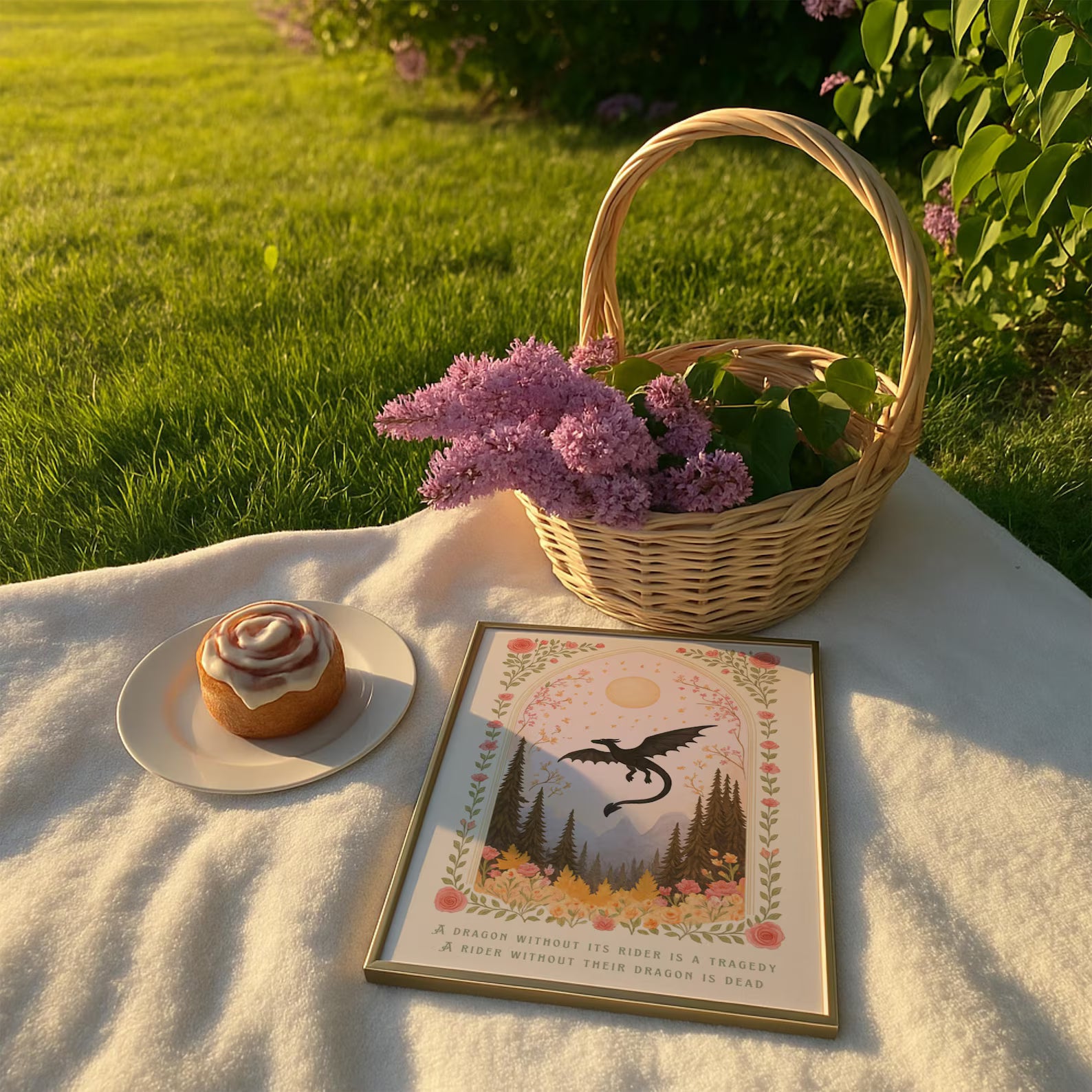 Dragon Without Its Rider Print Floral Fall Dragon Poster