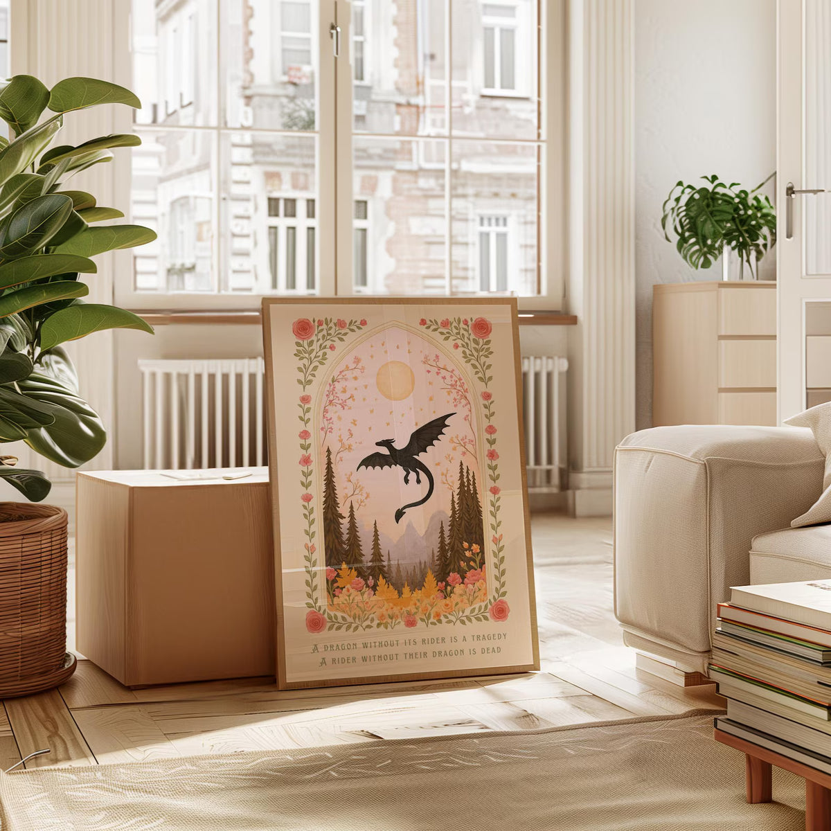Dragon Without Its Rider Print Floral Fall Dragon Poster