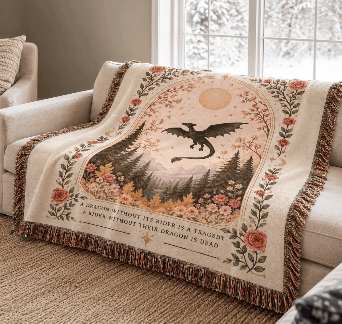 Dragon Without Its Rider Woven Blanket