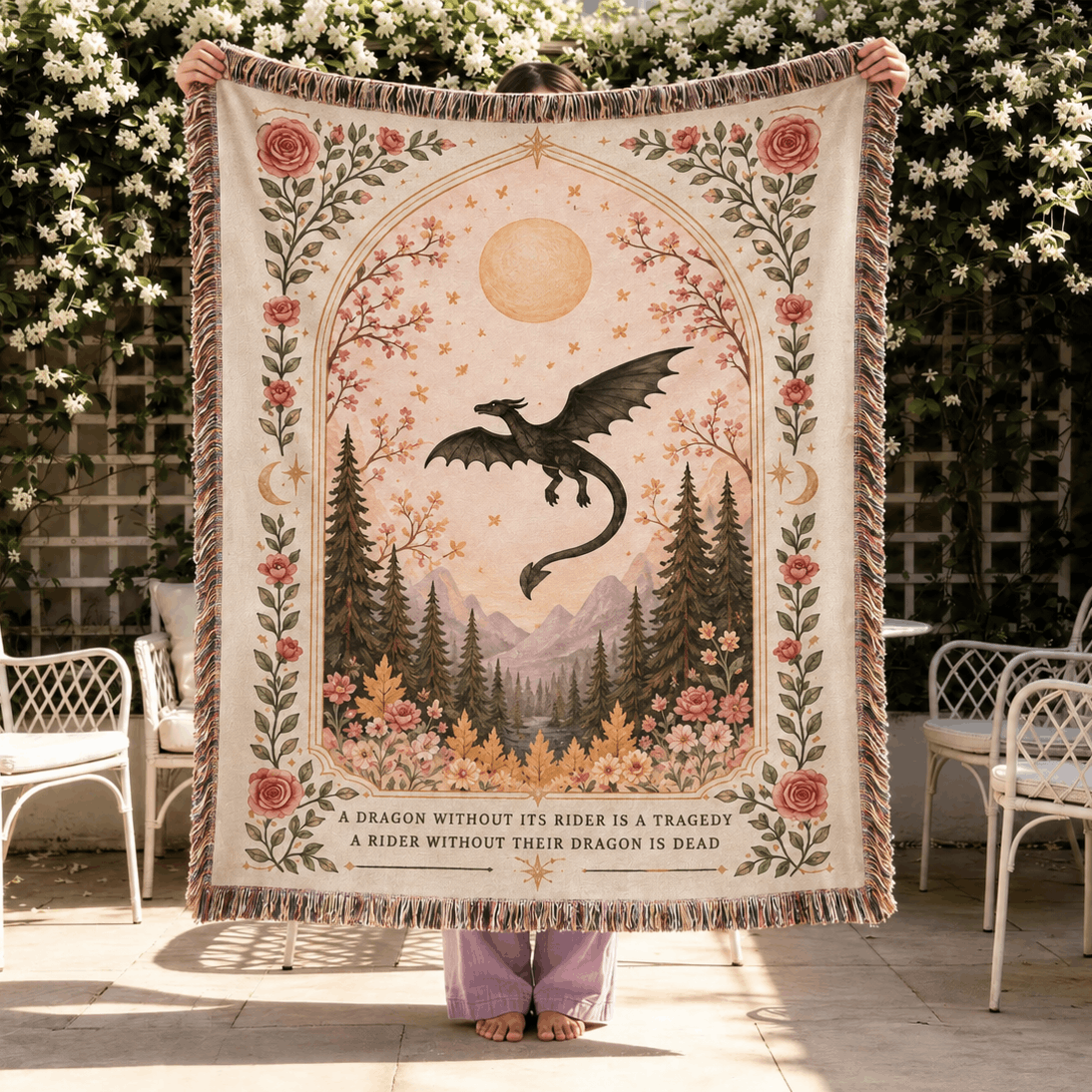 Dragon Without Its Rider Woven Blanket