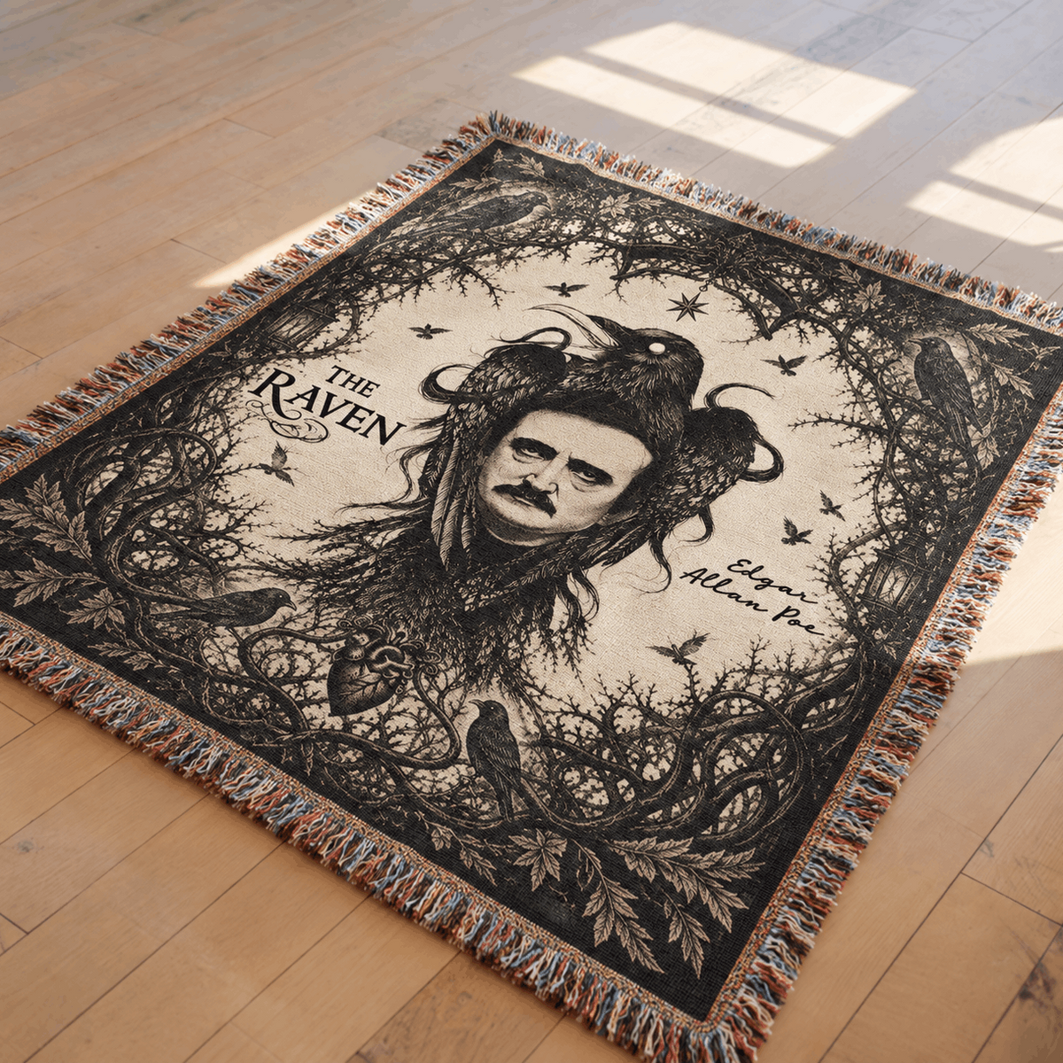 Edgar Allan Poe Woven Blanket | The Raven Woven Blanket