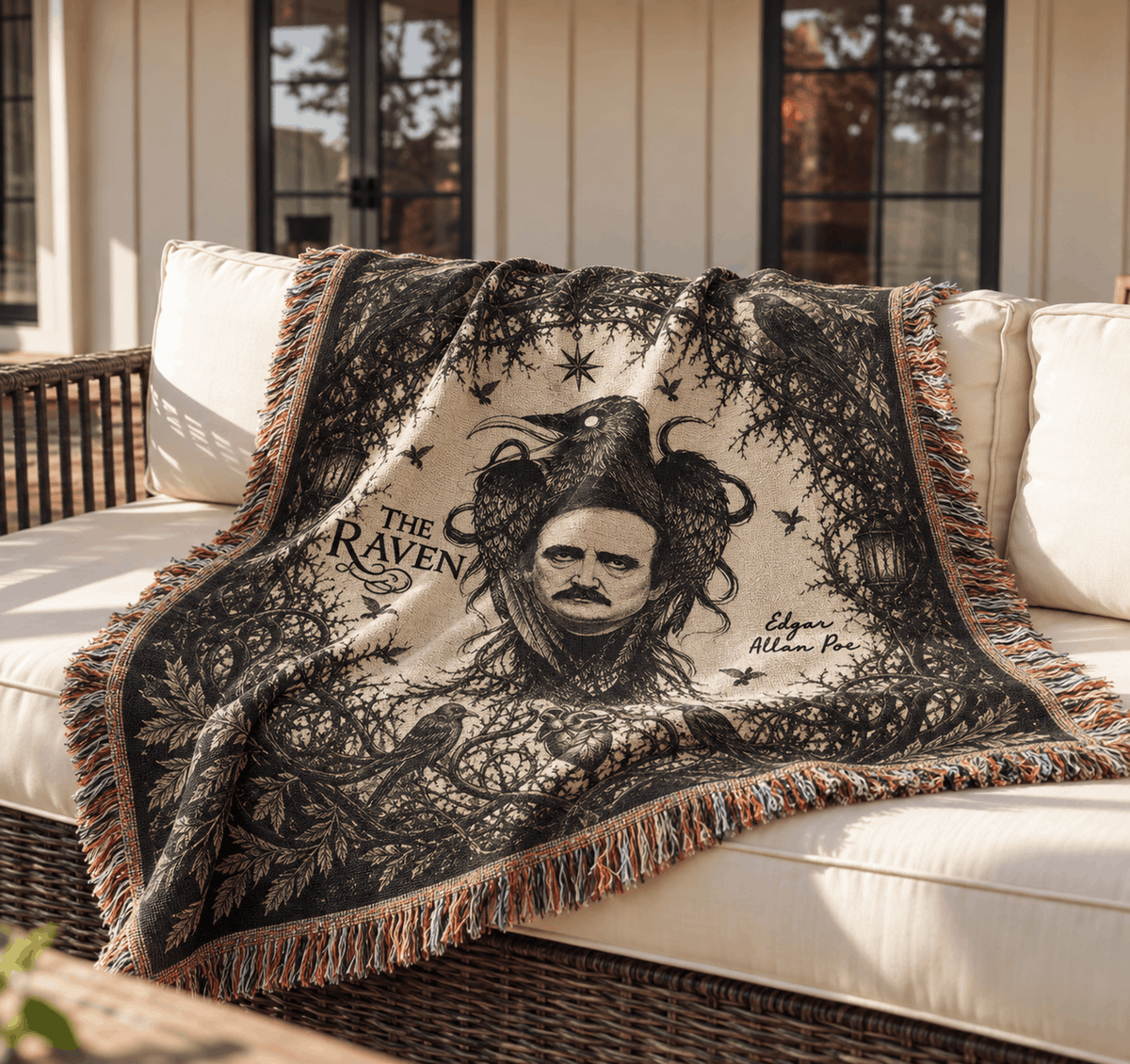 Edgar Allan Poe Woven Blanket | The Raven Woven Blanket