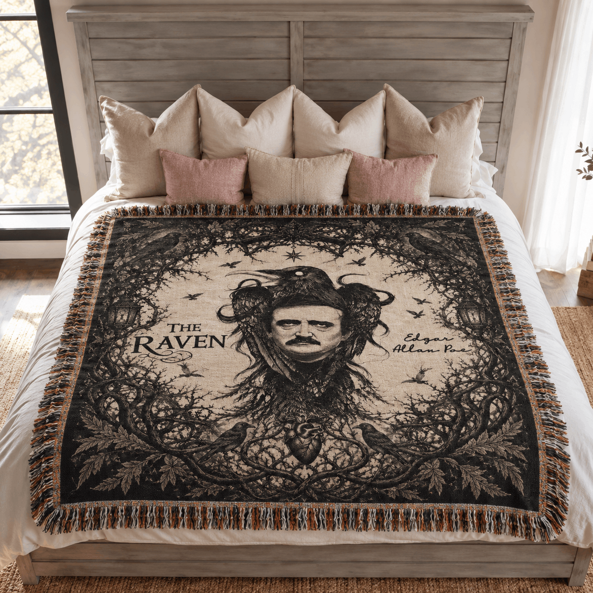 Edgar Allan Poe Woven Blanket | The Raven Woven Blanket