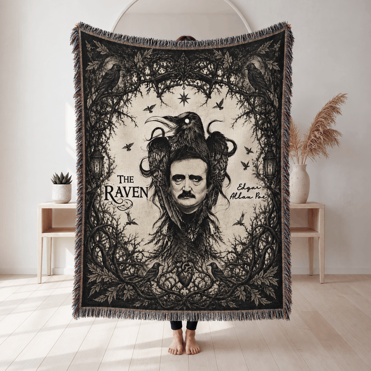 Edgar Allan Poe Woven Blanket | The Raven Woven Blanket
