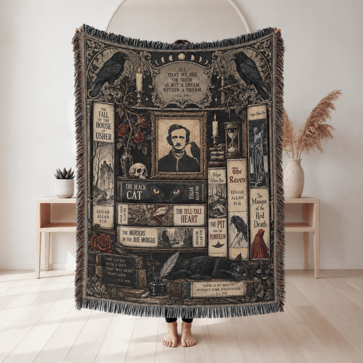  Edgar Allan Poe Woven Blanket 