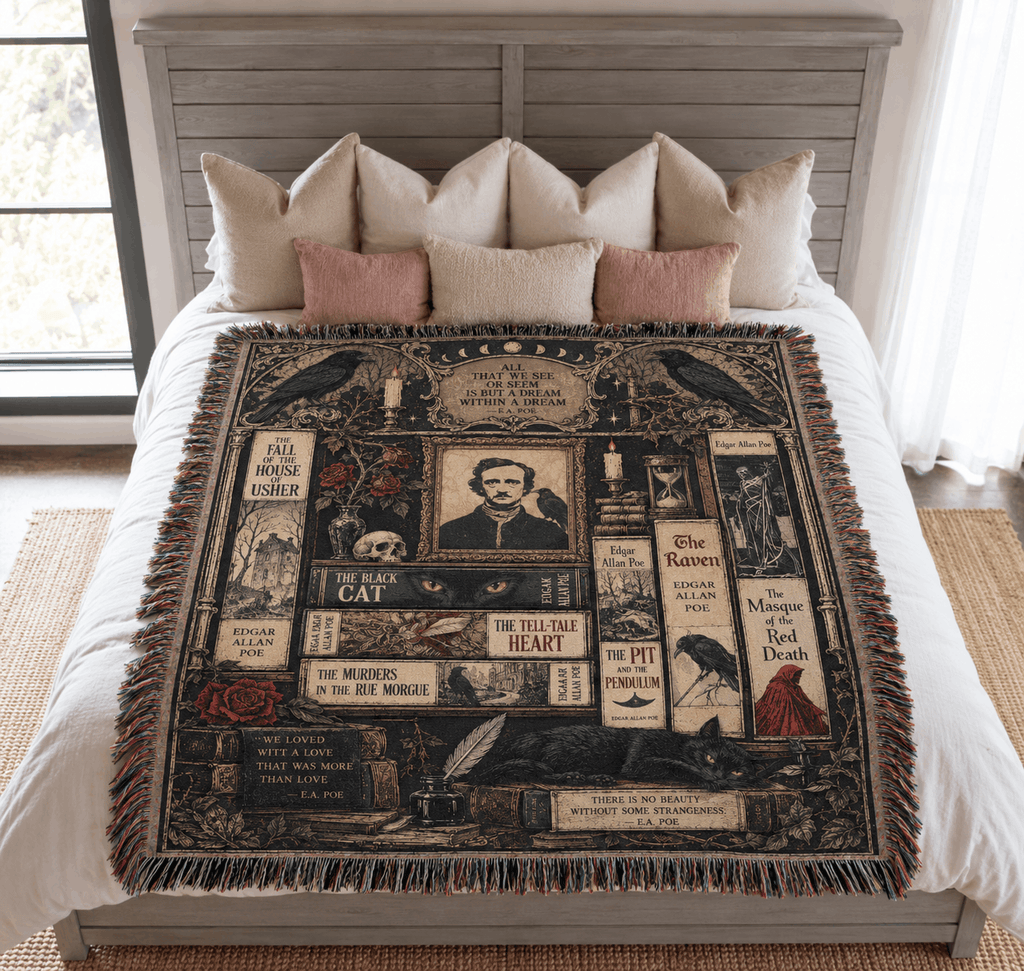  Edgar Allan Poe Woven Blanket 