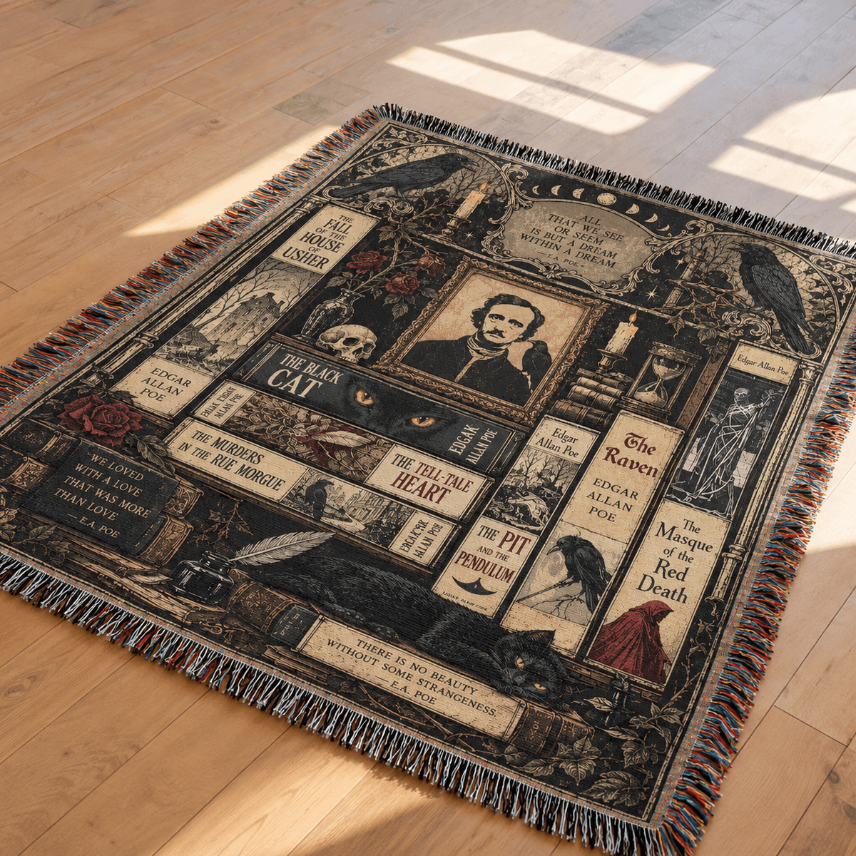  Edgar Allan Poe Woven Blanket 
