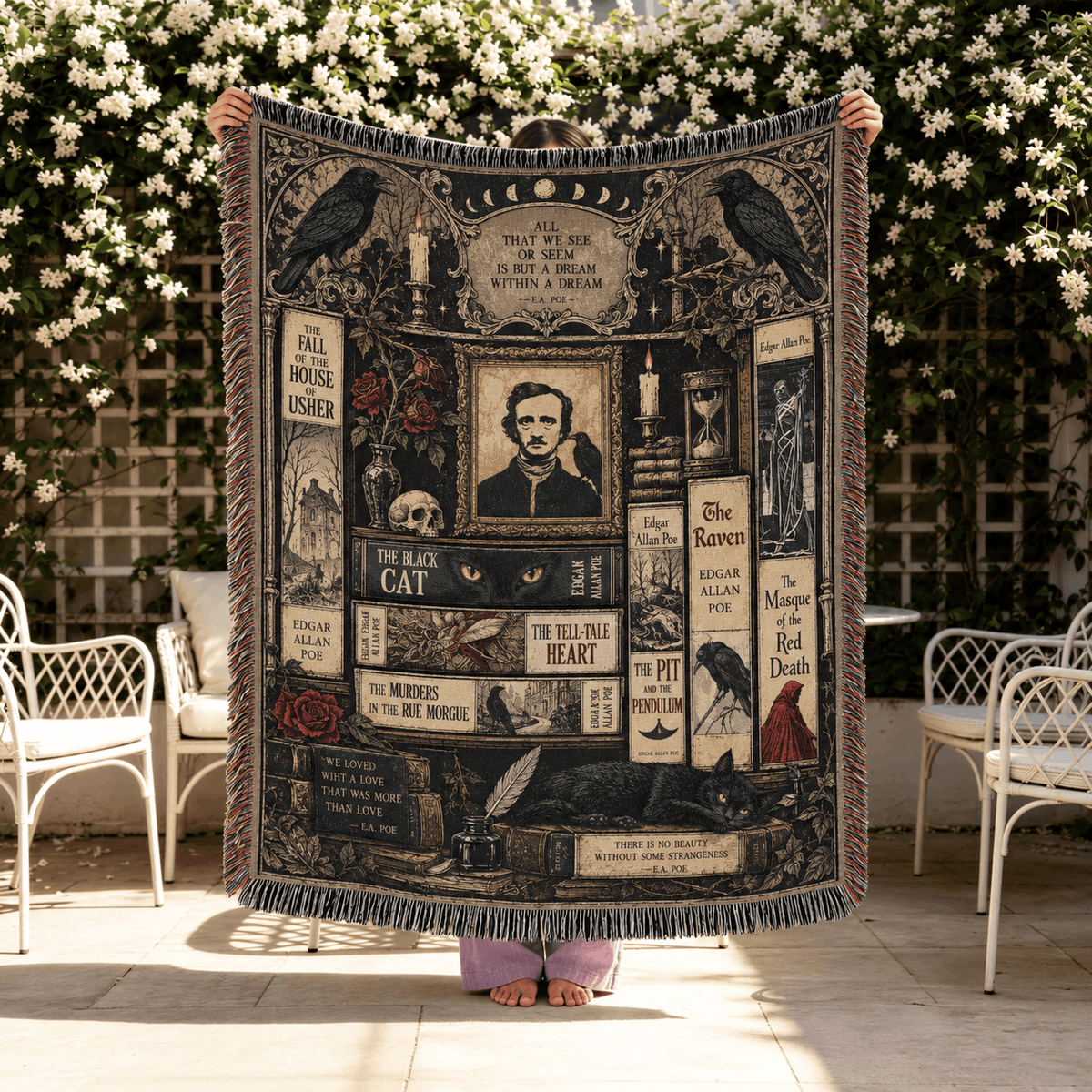  Edgar Allan Poe Woven Blanket 