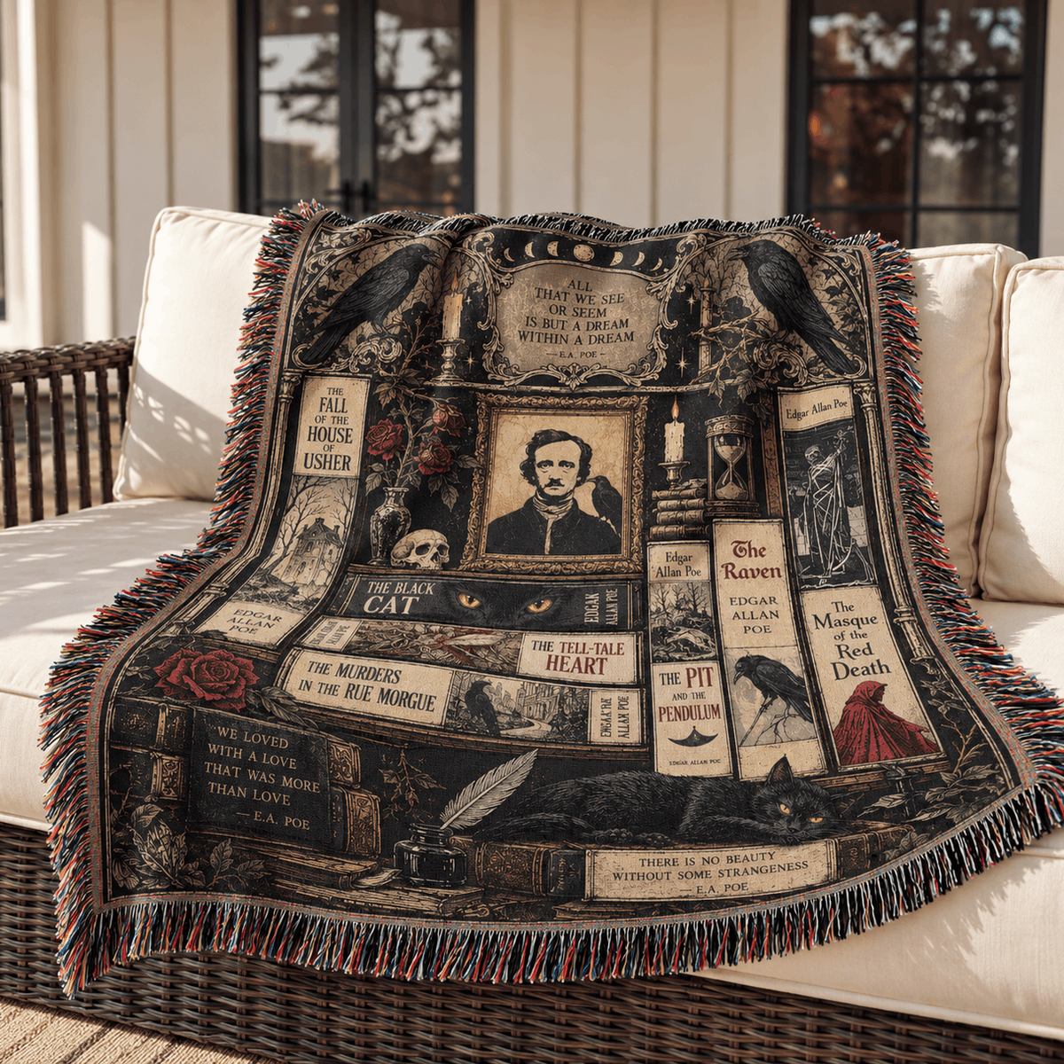  Edgar Allan Poe Woven Blanket 