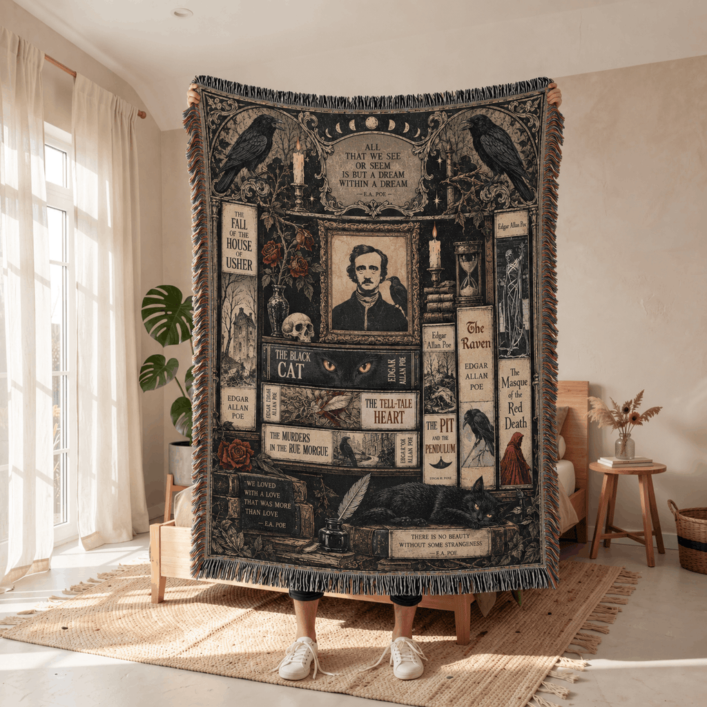  Edgar Allan Poe Woven Blanket 