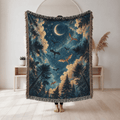 Enchanted Night Sky Dragons Woven Blanket Tapestry