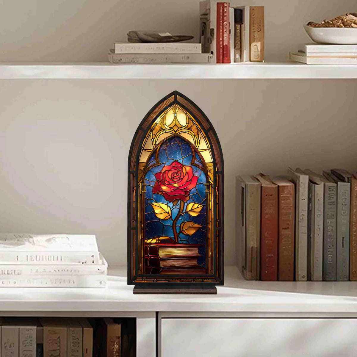 Beauty and The Beast Inspired Enchanted Rose Suncatcher Candle Holder