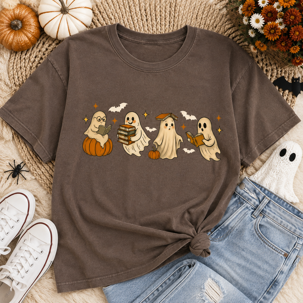 Ghost Reading Book Halloween Shirt | Bookish Merch | Halloween Gifts for Book Lover