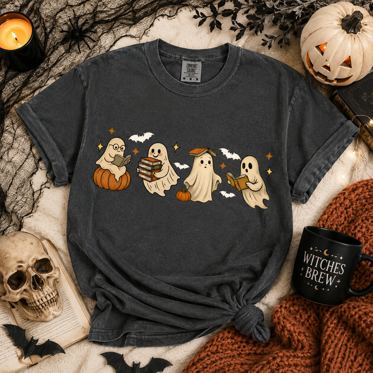 Ghost Reading Book Halloween Shirt | Bookish Merch | Halloween Gifts for Book Lover