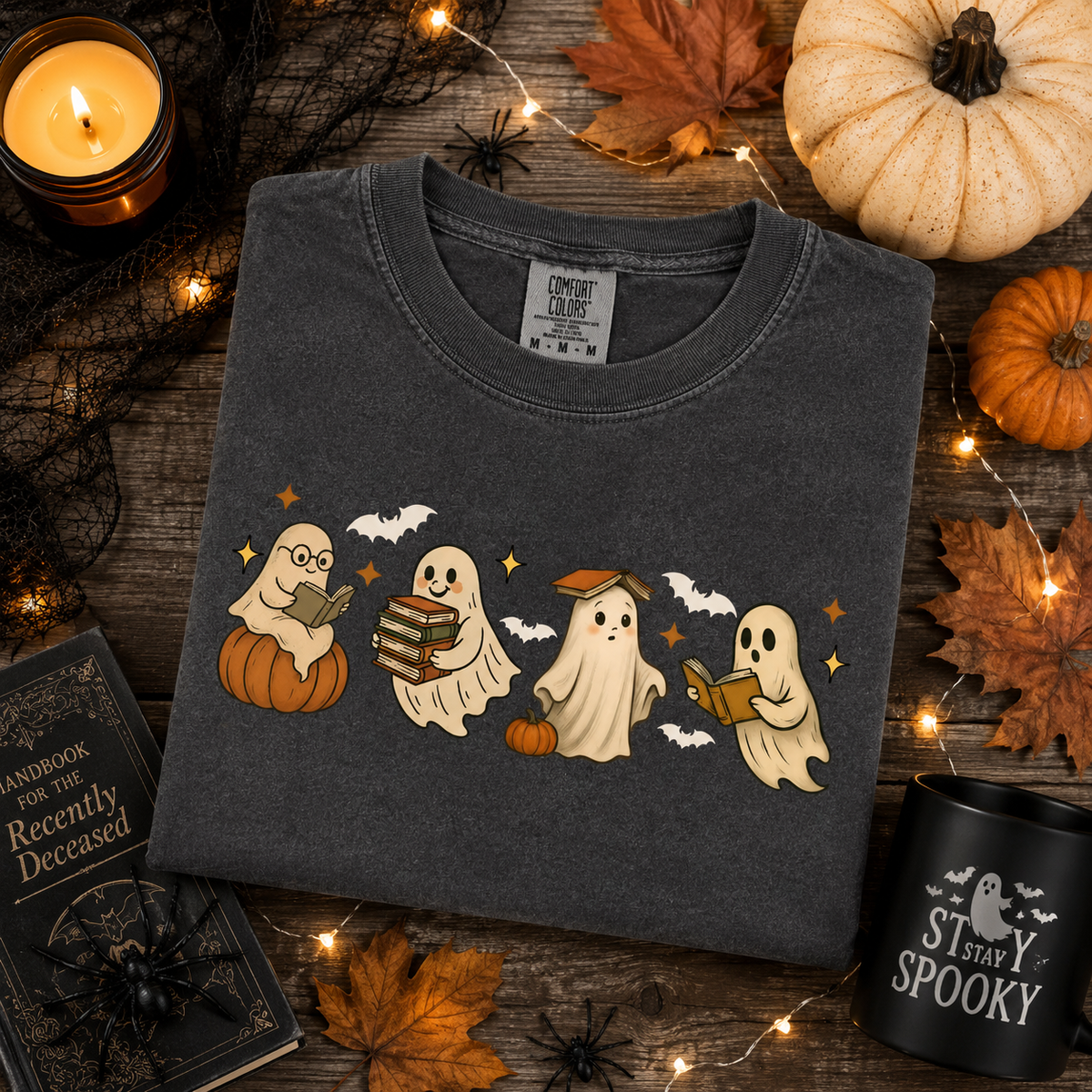 Ghost Reading Book Halloween Shirt | Bookish Merch | Halloween Gifts for Book Lover