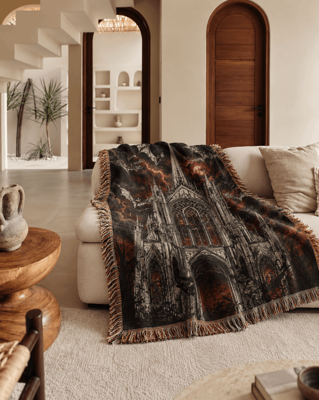 Gothic Cathedral Woven Blanket  Gothic Tapestry Throw