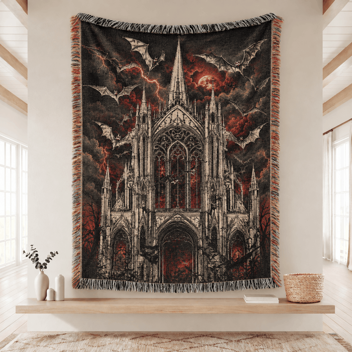 Gothic Cathedral Woven Blanket  Gothic Tapestry Throw
