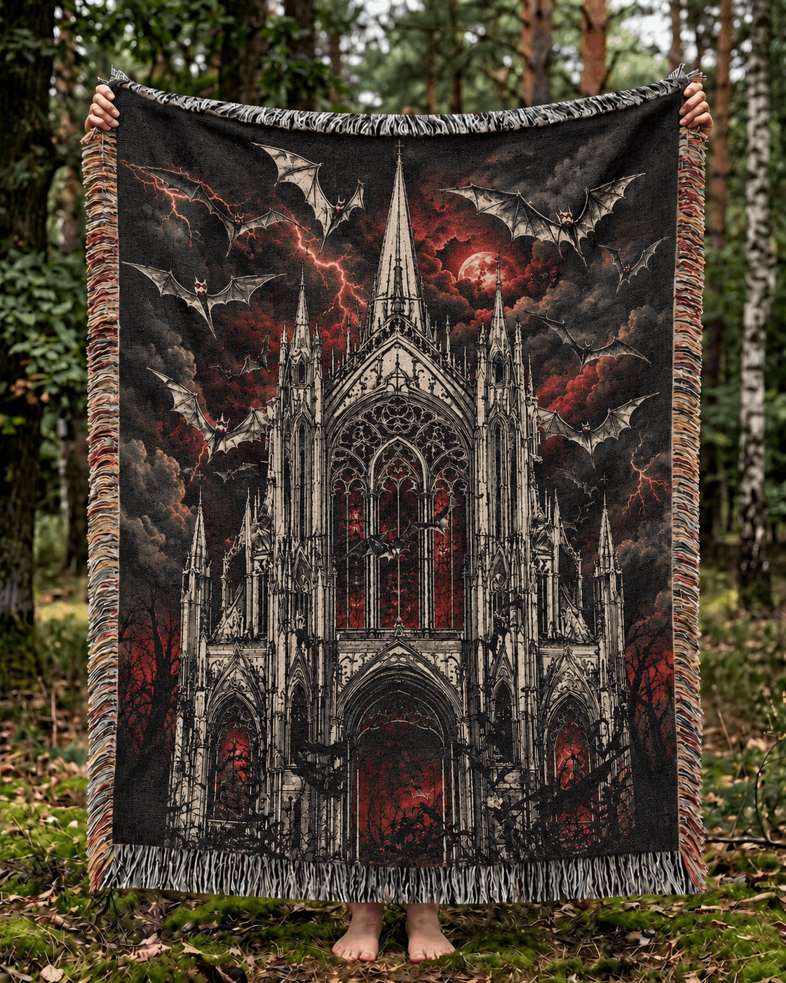 Gothic Cathedral Woven Blanket  Gothic Tapestry Throw