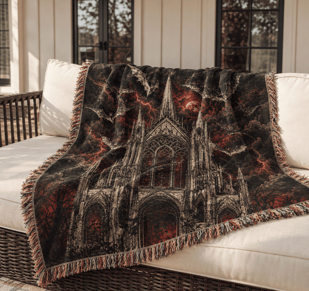 Gothic Cathedral Woven Blanket  Gothic Tapestry Throw